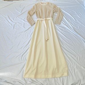 Vintage Lady Carol of New York sleek modern crochet top wedding dress